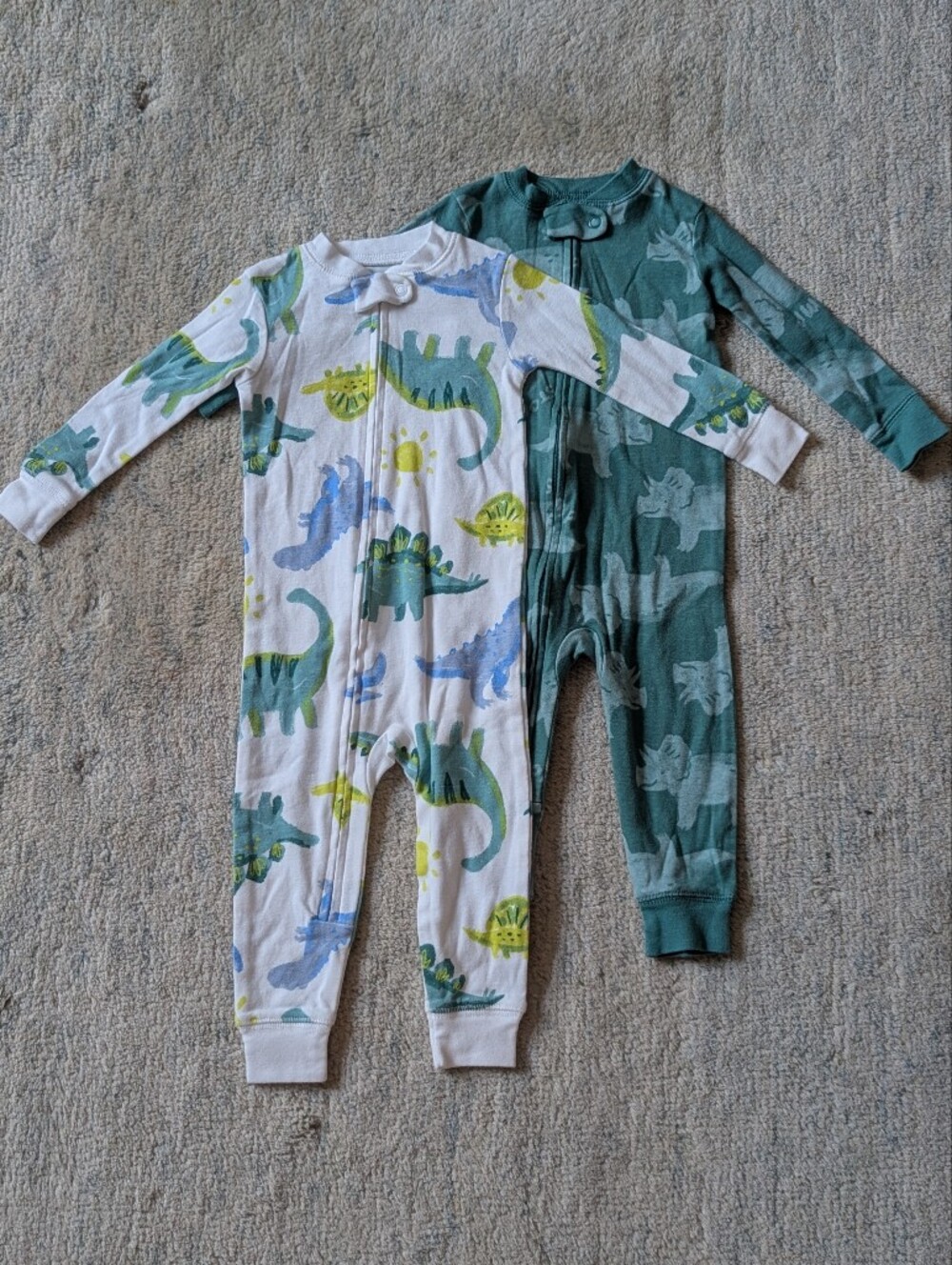 NWOT Carter's Set Of 2 Teal and White Dino-Print Footless Pajama